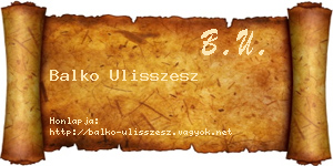 Balko Ulisszesz névjegykártya